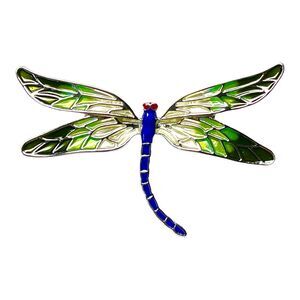 Zarah Red Eyed Damselfly Brooch Pin Sterling Silver Plated Cloisonne Enamel